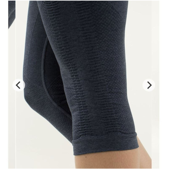 Lululemon In The Flow Crop II Leggings Heathered Inkwell Ruched Seamless Size 4 - Picture 6 of 17